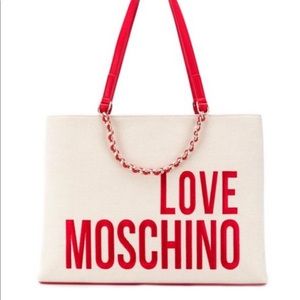 Love Moschino Large Canva Leather Shopping Tote